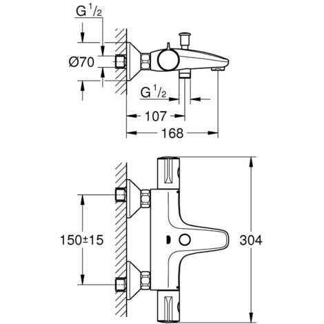 Mitigeur thermostatique bain-douche GROHE GROHTHERM 800 - C3 - Chromé