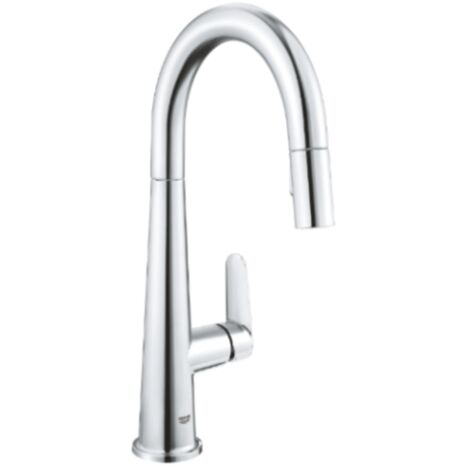 Grohe – Mitigeur monocommande évier avec douchette extractible – Bec pivotant 360° – Finition chromée – Cartouche céramique 28mm – 30419000
