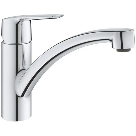 Grohe – Robinet de cuisine monocommande – Bec bas pivotant 140° – Finition chromée – Conduit d'eau sans plomb – 31138002