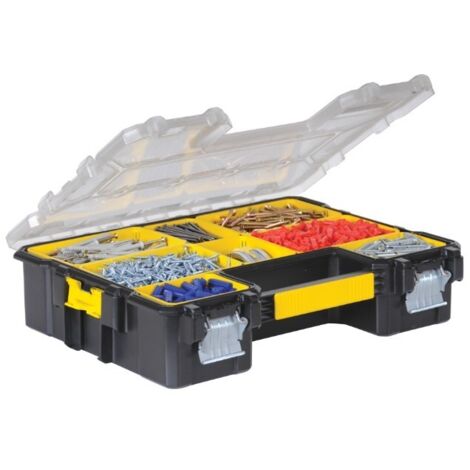 Stanley – Organiseur étanche 10 compartiments amovibles – Polycarbonate incassable – Pour rangement pièces – 197518