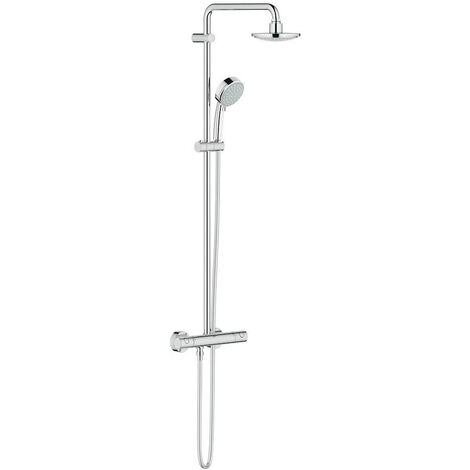 GROHE Colonne de douche mitigeur thermostatique Vitalio Joy 260, 50%  d'économie d'eau et d'énergie, tablette incluse, tête de douche 260mm,  douchette 3 jets, chromé, 26403001 (Import Allemagne) : : Bricolage