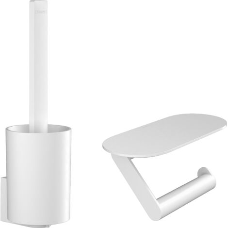 Hansgrohe – Accessoires pour toilettes blanc mat – Fixation sans perçage – Matériau plastique – Ensemble WallStoris 27969700