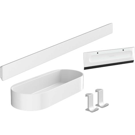 Hansgrohe – Ensemble d'accessoires de douche blanc mat – Barre murale 50 cm – Fixation EasyClick pour carrelage et miroir – 27967700