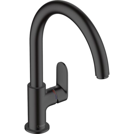 Hansgrohe – Mitigeur de cuisine noir mat col de cygne – Bec orientable 120°/360° – Débit 11,1 l/min – Cartouche céramique – 71870670