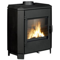 Invicta – Poêle à bois fonte Carolo anthracite – Puissance 8 kW – Surface de chauffe 40 à 100 m² – Rendement 77% – Flamme verte 7 étoiles