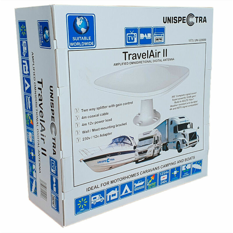 Antenne TNT Intérieure/extérieure Gain élevé - Réception 120 Miles, 360°, Pour TV HD/4K Gratuite