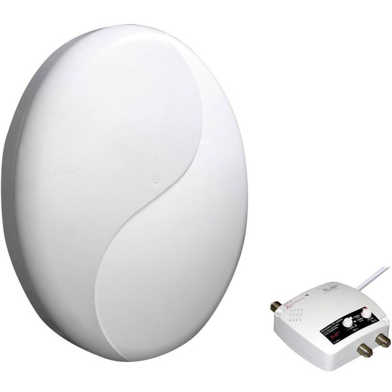 Antenne TV Extérieure Intérieure 360° TNT Avec Amplificateur - Câble 13m Protection Foudre 4K