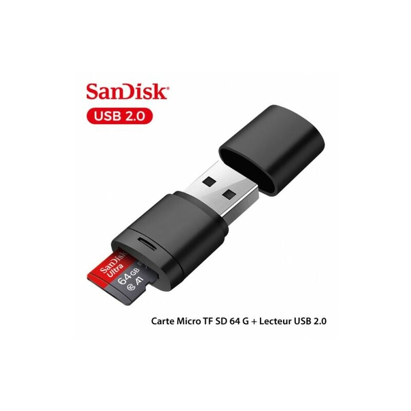 Lecteur de carte USB 3.0 2 en 1, Super Speed ​​5Gbps, prise en charge de la  carte SD / TF (noir)