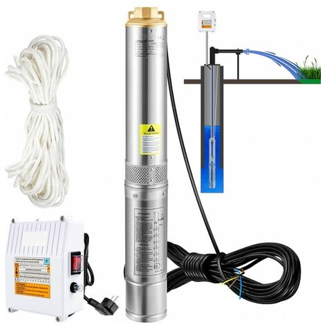Pompe Immergée pour Puits 190 L /min 57 m Pompe à Eau pour Puits Profond en Acier Inox, Électrique 1100 W Submersible Automatique (1/5)