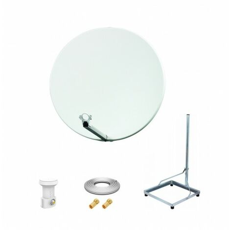 Kit Antenne Parabole 75 cm fibre + Support balcon Acier 1m pour dalle béton 50X50cm + LNB single + Câble coax 25m + 2 fiches F (1/5)