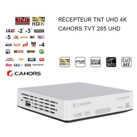 Récepteur TNT UHD 4K – Décodeur PVR Ready – Free To Air – Fonction Time Shift – Lecteur multimédia HDMI – USB 2.0 – M-E