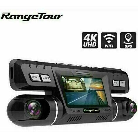 Dashcam 4K Avant/arrière Avec GPS WiFi 5GHz - Ecran, Angle 170°, Parking, Carte 64Go Incluse