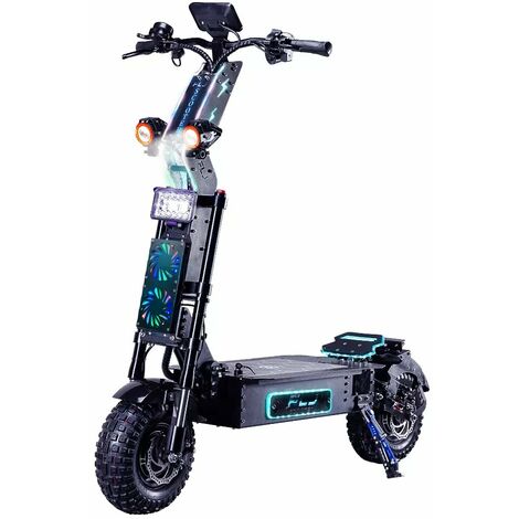 Scooter / Trottinette électrique Adulte / Adolescent avec Selle Siège FLJ X14 14 60V 10000W pneus 14 pouce batterie 80Ah Distance Portée 160 – 250km Poid max 180Kg