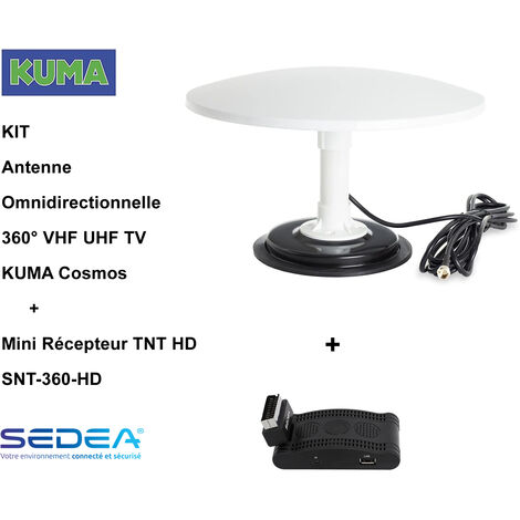 KIT Antenne Omni VHF UHF TV Numérique + Mini Récepteur TNT HD SNT-360-HD - avec Base Magnétique, Pour Caravane, Camion, Camping Car (1/5)