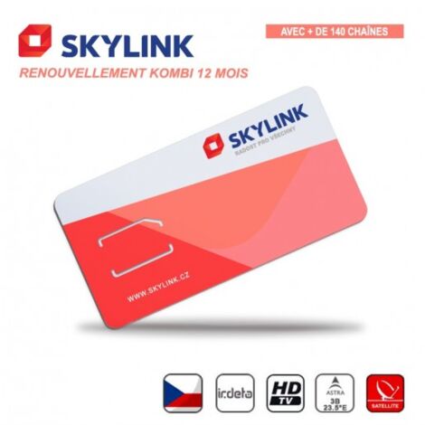 Renouvellement Abonnement TV Skylink Kombi 12 Mois République Tchèque Czech via Sat Astra Seulement Compatible Récepteur Irdeto (1/5)