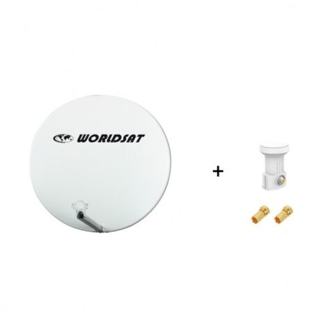 Antenne Parabole Fibre SMC 75 cm Beige WORLDSAT + LNB Single 0,1 dB Full HD 1080p 4K Ultra HD + 2 Fiches F Or - Visserie en Inox (1/4)