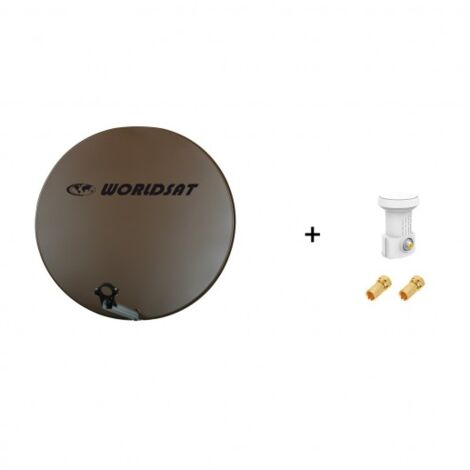 Antenne Parabole Fibre SMC 75 cm Marron WORLDSAT + LNB Single 0,1 dB Full HD 1080p 4K Ultra HD + 2 Fiches F Or - Visserie en Inox (1/4)