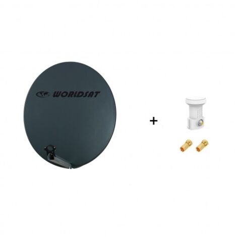 Antenne Parabole Fibre SMC 85 cm Anthracite WORLDSAT + LNB Single 0,1 dB Full HD 1080p 4K Ultra HD + 2 Fiches F Or - Visserie en Inox (1/4)