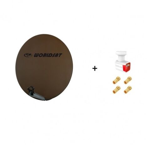 Antenne Parabole Fibre SMC 60 cm Anthracite WORLDSAT + LNB Single 0,1