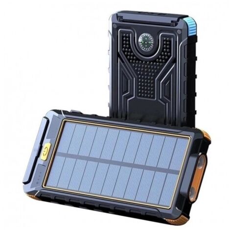 Chargeur solaire étanche 80000 mAh – Batterie externe double USB – Charge rapide 10W – Lumière LED intégrée – Pour smartphone iPhone 13 – ME