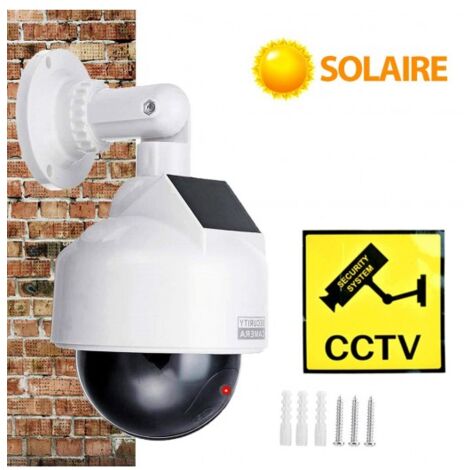 Caméra de surveillance fausse dôme extérieure PTZ, solaire, LED rouge clignotante, sécurité de la batterie intérieure extérieure (1/5)