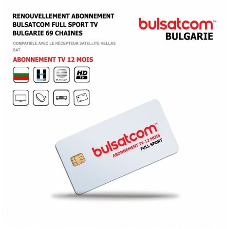 Renouvellement Abonnement Bulsatcom 12 Mois Full Sport TV Bulgarie, 69 Chaines via Antenne Satellite Hellas 39°Est (1/4)
