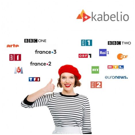 Abonnement TV Kabelio 12 Mois - Bouquet Suisse 47 Chaînes Européennes HD4K