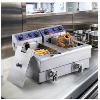Friteuse Professionnelle 2 Cuves HD4K - 12L, 6000W, Inox - Pour Restaurant Ou Collectivité