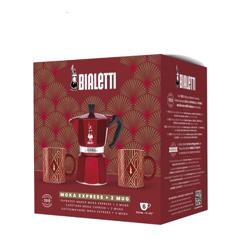 Bialetti Cafetière italienne Mini Express Deco Glam 2 tasses, Rouge