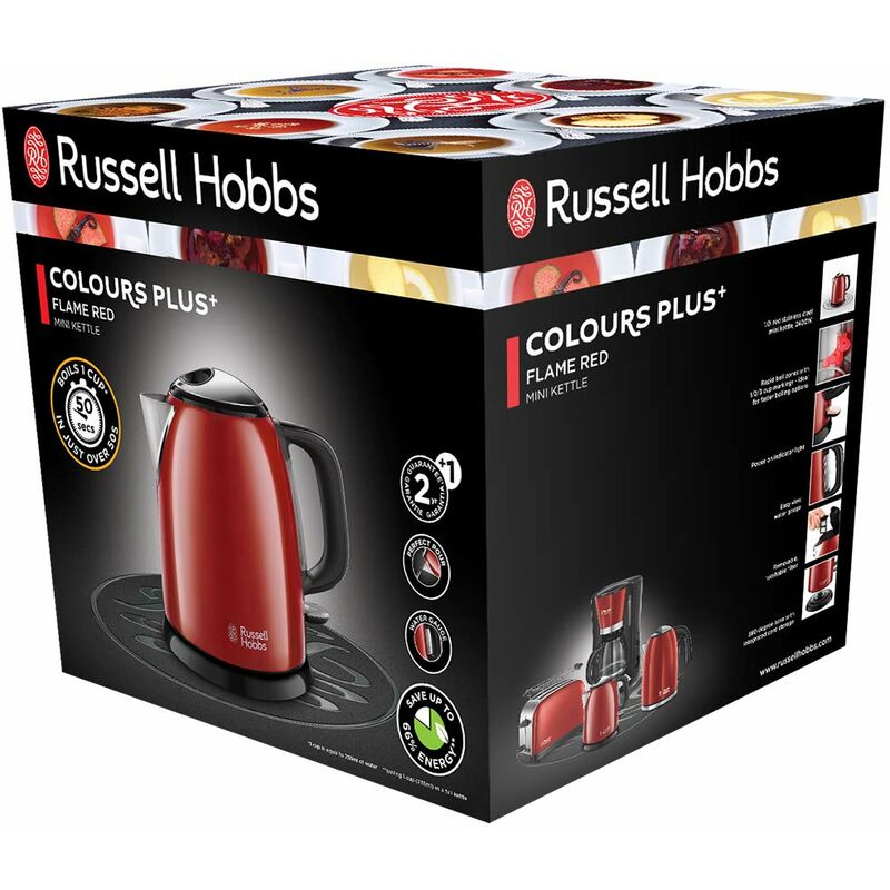 Russell Hobbs Bouilloire électrique de 1,7 L de style rétro, Rouge et Chrome