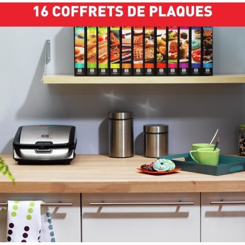 TEFAL Snack Collection 2.0 (SW857D) | Four à sandwich et gaufrier (Noir/Acier inoxydable