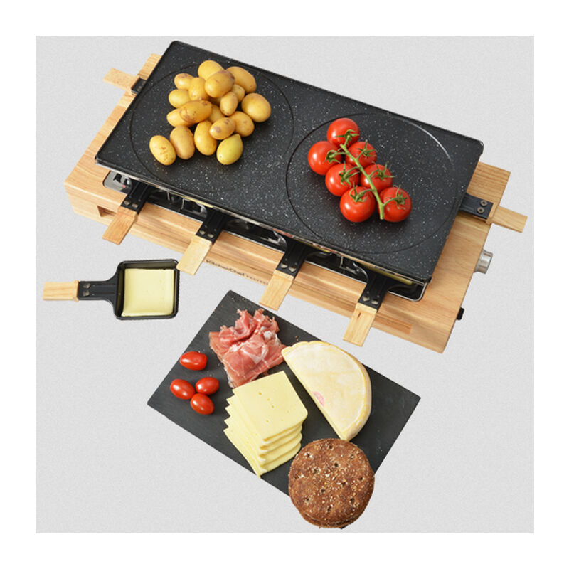 Appareil a Raclette Bestron pour 4 personnes, barbecue de table électrique  avec 4 poelons, 4 spatules en bois et 4 soucoupes, N : : Cuisine  et Maison