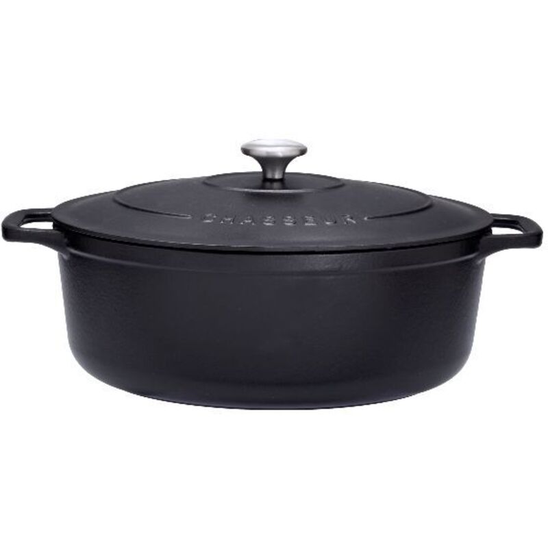 SCHMORGOLD Cocotte Ovale En Fonte émaillée Avec Couvercle 37,5 Cm – 9,8 L – Casserole Ovale En Fonte Avec Couvercle Pour Tous Les Types De Feux, Y Compris Induction