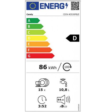 Candy Lave-vaisselle 60cm 13 couverts 46db tout intégrable - CI3E6L0W - Electroménager
