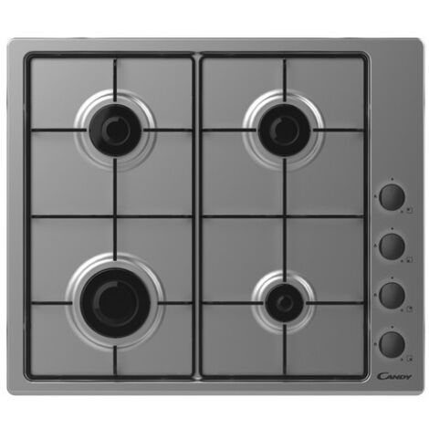Candy – Table de cuisson gaz 4 foyers – Largeur 59.5 cm – Puissance 7000 W – Brûleur large 2500 W – Émaillé pour cuisson optimale - CHW640LXB (1/5)