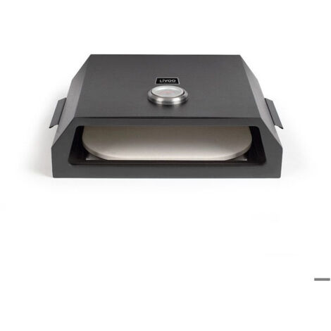 Four à pizza pour barbecue en acier inoxydable – Pierre réfractaire 33,5 x 27,5 cm – Dimensions 44 x 35 x 12,5 cm – Compatible gaz et charbon – Livoo (1/5)