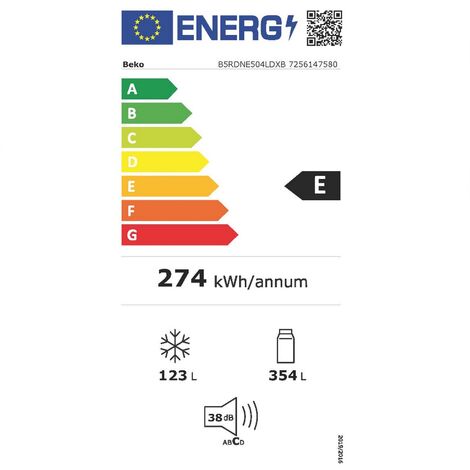 Réfrigérateur Combiné 70cm 477l Nofrost Métal - Beko - B5RDNE504LDXB