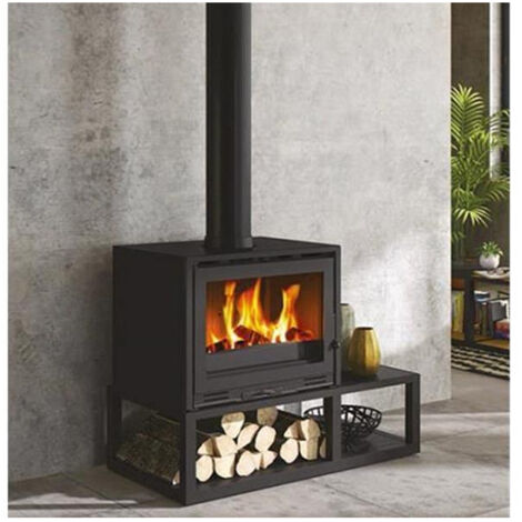 Godin – Poêle à bois fonte 10kW noir – Rendement 71% – Évacuation dessus – Longueur max bûche 50cm – Classe A – 411109NOIR
