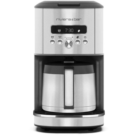 Cafetière filtre isotherme programmable 1,5L – Verseuse inox double paroi – Timer et départ différé – Sélecteur d'arômes – Riviera & Bar - BCF580
