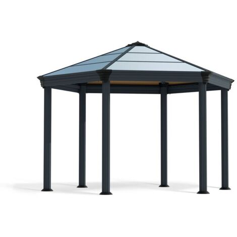 Palram – Gazébo tonnelle hexagonale 11.16m² gris anthracite – Panneaux polycarbonate double-parois 6mm – Résiste à 120km/h – 703445 (1/5)