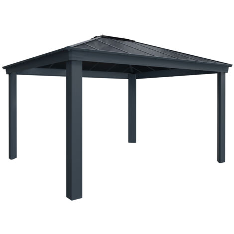 Palram – Gazebo de jardin 425,5x363,5cm gris – Aluminium résistant à la rouille – Toit en polycarbonate double paroi – Résistance au vent 110 km/h – 705938 (1/5)