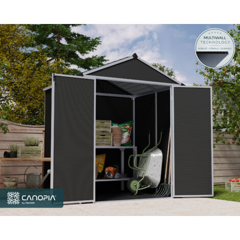 Canopia By Palram – Abri de jardin résine 1.54x1.85m gris foncé – Panneaux polycarbonate 10mm – Résistance vent 105 km/h – 706787 (1/10)