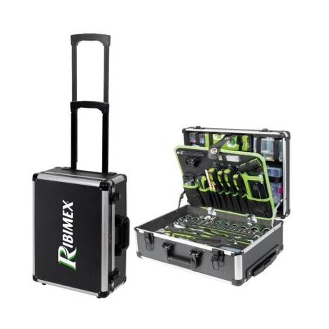 Ribimex – Coffret multi-outils 356 pièces en aluminium – Dimensions 490x390x220mm – Trolley modulable avec accessoires – PRKOUT356VAR (1/10)