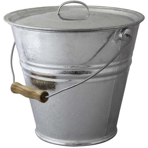 Seau à cendres granulés ou compost 10L – Couvercle étanche – Acier galvanisé – Anti-corrosion – Dimensions 31x23cm – Guillouard