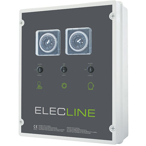 Coffret électrique de filtration avec projecteur 100W et balai – Disjoncteurs magnéto-thermiques jusqu’à 10A – Dimensions h.380 x l.305 x p.130 mm – Wa Conception
