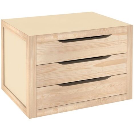 Astigarraga – Bloc de tiroirs en pin massif 39 x 30 x 29,5 cm – Éco-responsable certifié PEFC – Design épuré et robuste – Tiroirs assemblés pour utilisation immédiate