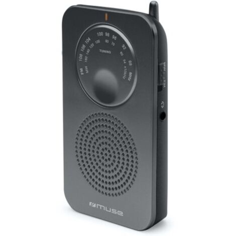 Muse m-01 rs noir radio analogique de poche fm/am avec haut-parleur intégré (1/3)