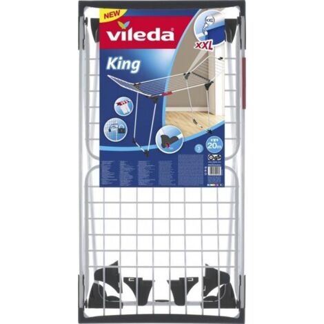 Vileda – Séchoir à linge suspendu 20m – Structure extra-stable en acier – Fils en aluminium épais pour minimiser les plis – Dimensions ouvert 174 x 57 x 91 cm