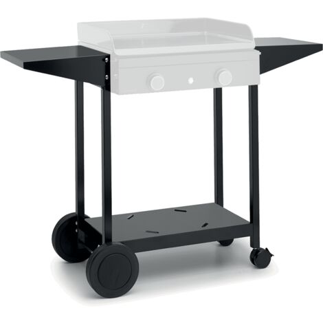 Forge Adour – Chariot à plancha ouvert en acier noir – Dimensions 86 x 54,5 x 102 cm – 2 tablettes rabattables – Compatible planchas Origin 60