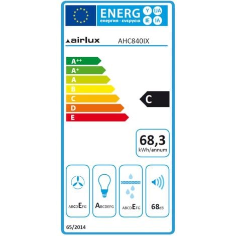 Hotte classique 80cm 350m3/h inox - Airlux - ahc840ix